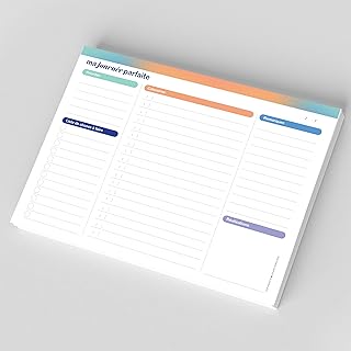 Agenda journalier A5 – 50 feuilles détachables non datées | Organiseur avec priorités, liste de choses à faire, calendrier, notes et réalisations | Planificateur de bureau compact pour la maison,